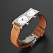 ふるさと納税 小物 長野県 岡谷市  腕時計 クオーツ式 五十嵐　威暢　DUAL TIME 12+24（テ゛ュアルタイム） バンド レザーホワイト 腕時計 時計 ブランド SPQR… Dual time 12+24 （デュアル時計）