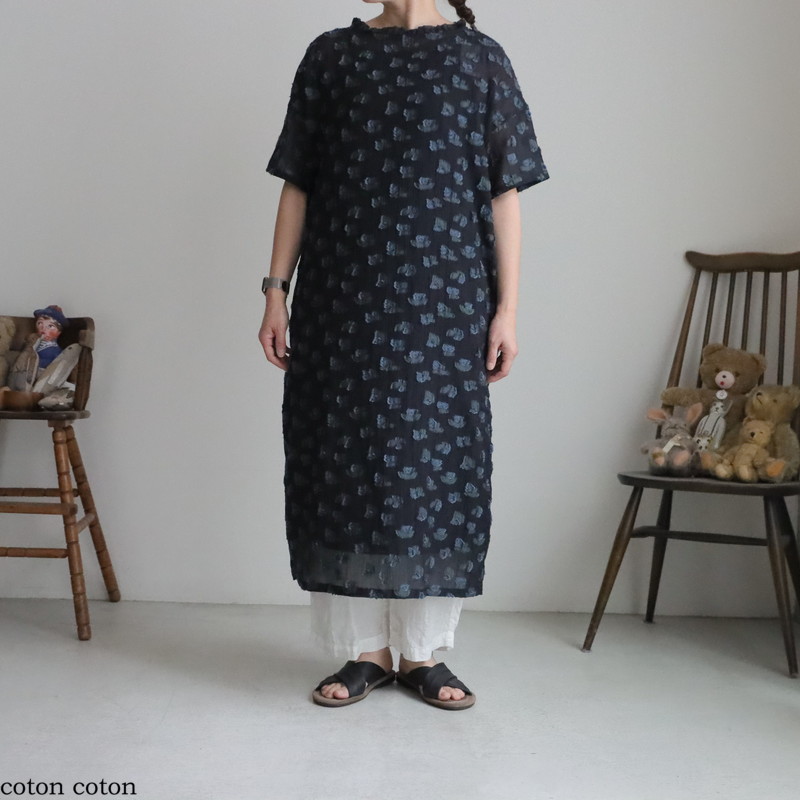 6301OP006261 qiri plie flower jacquard フリルワンピース