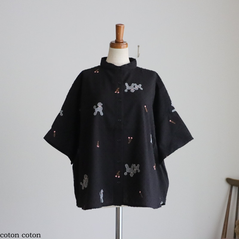 05GM083028 marble SUD EMB EMB poodle プチカラーシャツ