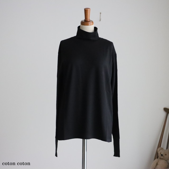 TS233CT091  TISSU 　ウォッシャブルウール天竺タートルネックプルオーバー 3色