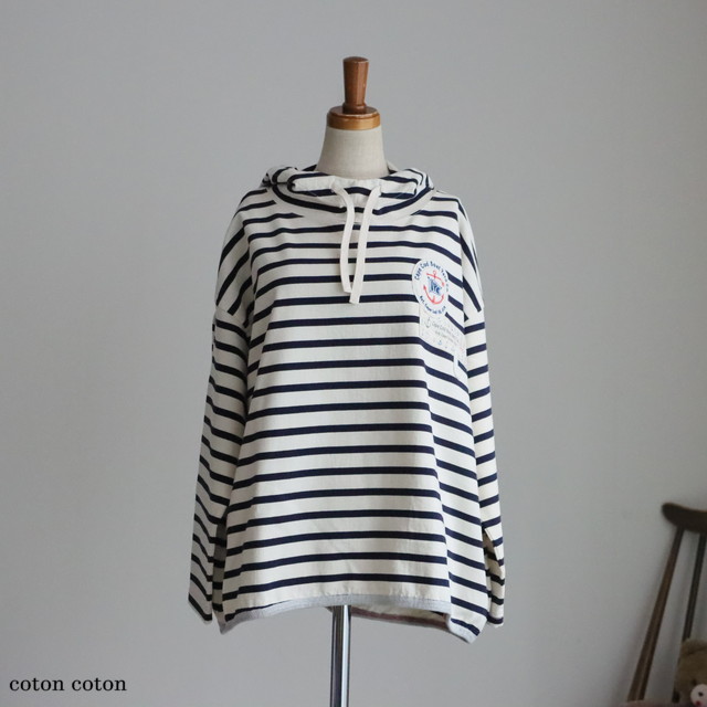 61C54　快晴堂　セーラーボーダーＴシャツ裾ボーダーパーカー　３色