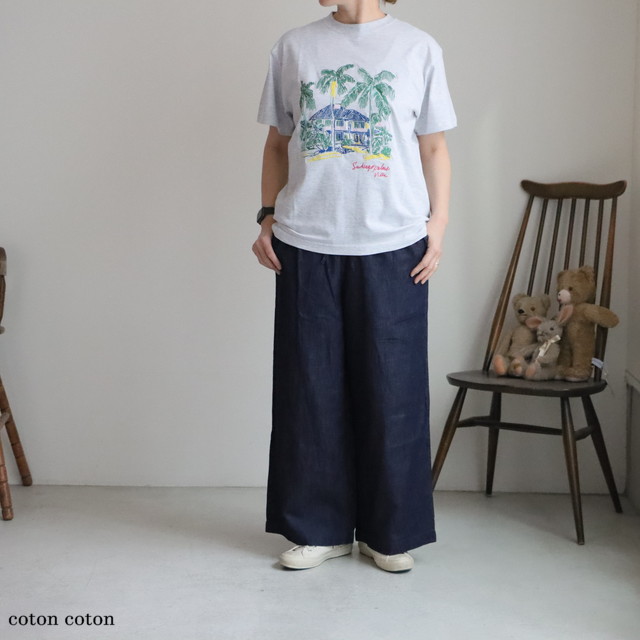 1701CT010251　yuni  Island villa embroidery half sleeves T