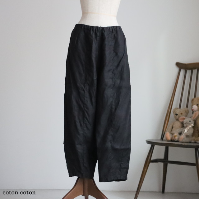 G1046　Gauze# 　ドライリネンチャーリーパンツ　BLACK