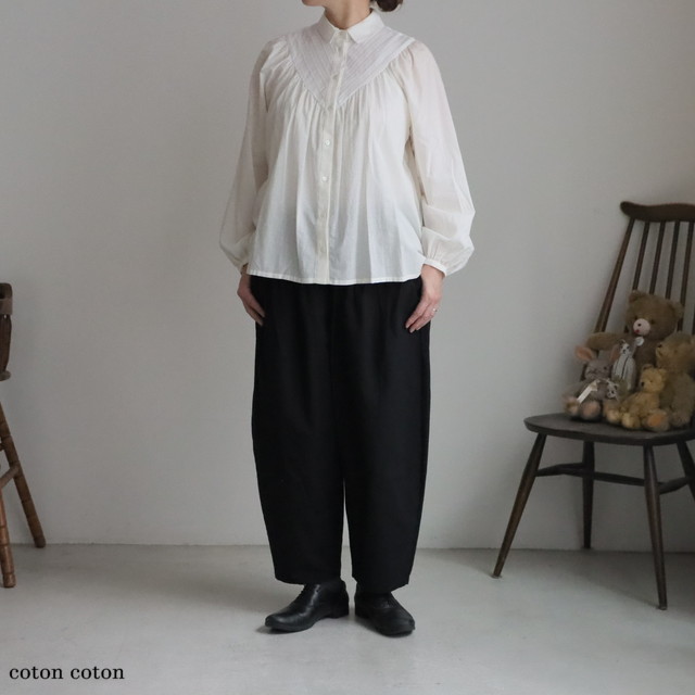 BL274 MAGALI 　ブリージーコットンシルクレースヨークブラウス  2色