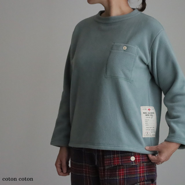 53C60　快晴堂　HAYATE 軽く暖かいフリースのインナーエルボー水玉プルオーバー 　5色