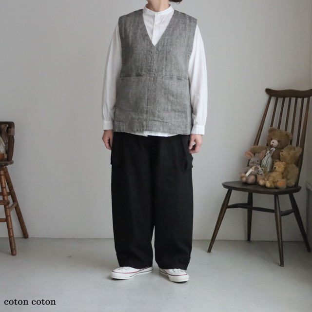 LWC002 fog linen work メリサベスト　ヘリンボーン