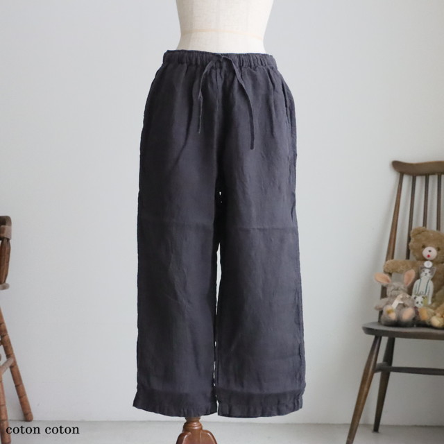 IMDSH2101LPD  maison de soil　60s AUTOLOOM LINEN PLAIN  EASY CROPPED PANTS  2色