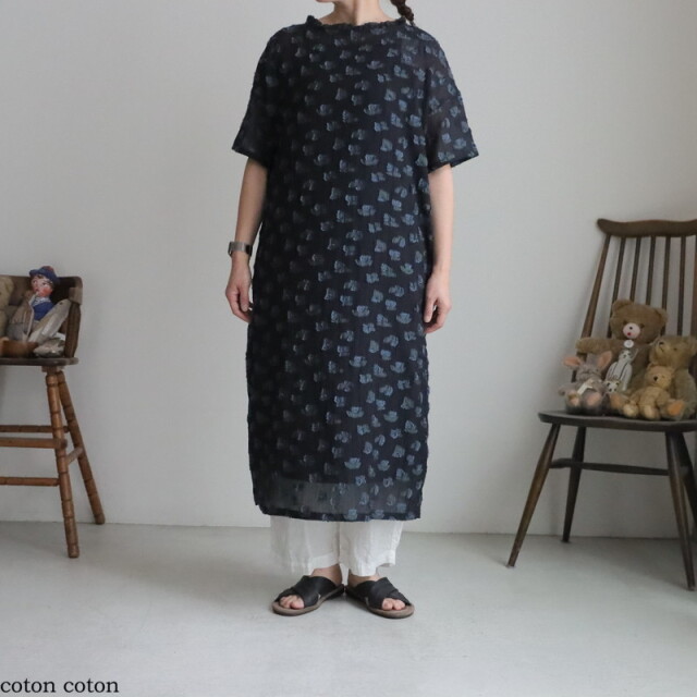 6301OP006261 qiri plie flower jacquard フリルワンピース