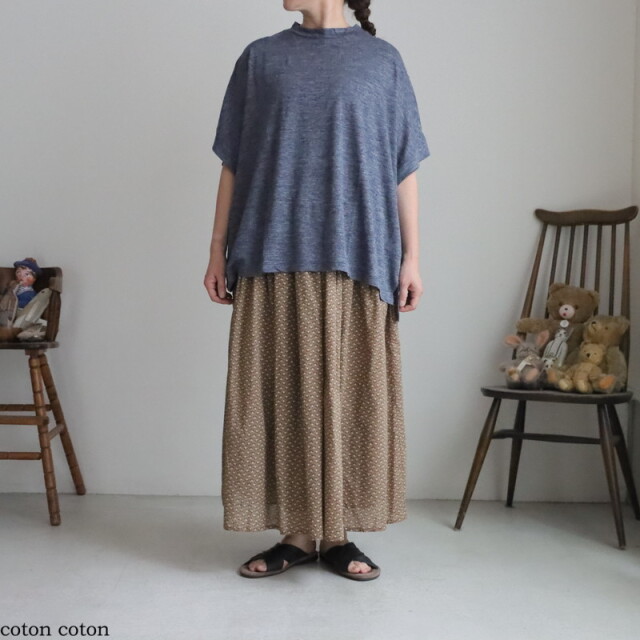 TS262CT038　TISSU  リバイバルリネンモックネックドルマンT