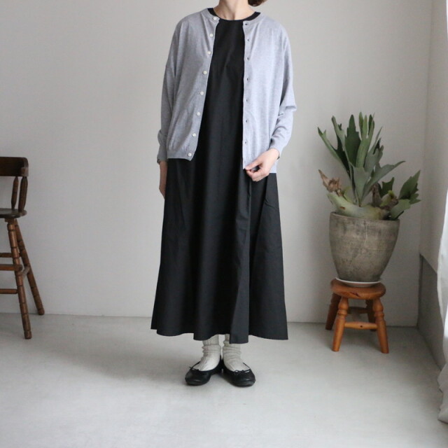 P221 Prit スピーマコットンタイプライターノースリーブフレアマキシワンピース