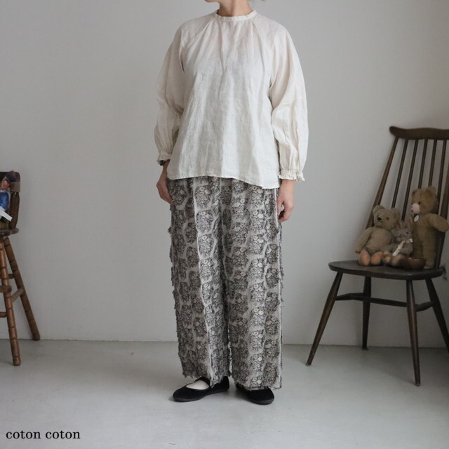6301PT004252　qiri 　花野風Jacquard wide pants