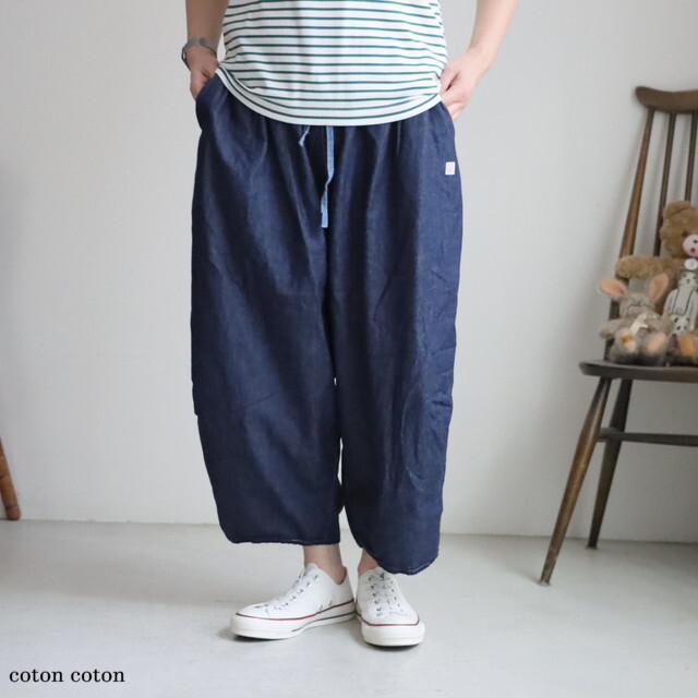 62P19　快晴堂  Girl'sマルチシーズン６オンスデニム　ふわふわタックパンツ