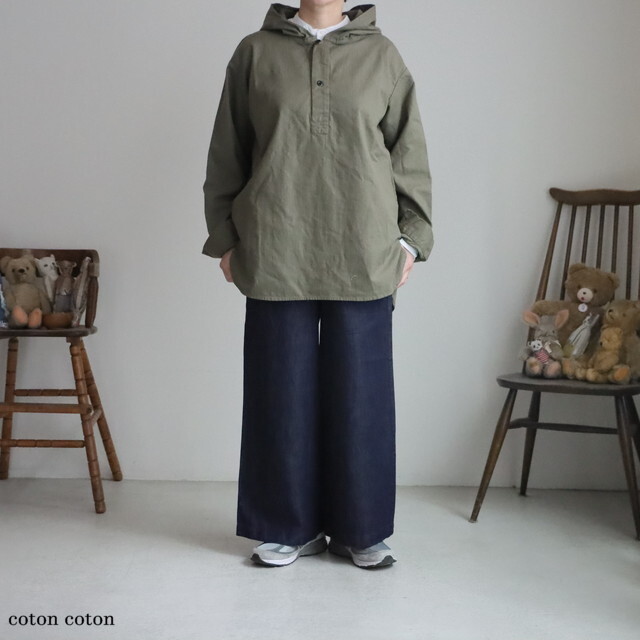 INHT2604CHW　HTS   COTTON HERRINGBONE WASH HOODED PULLOVER SHIRT