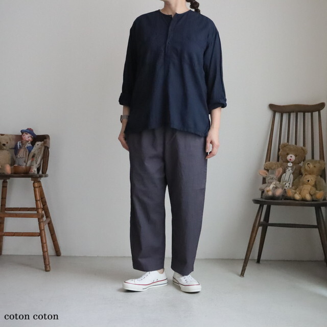 P72613　prit  コットンリネンワッシャー中白染めスロウパンツ