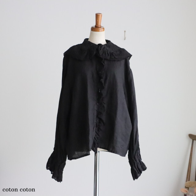 G1160　Gauze#　ameri フリルブラウス　２色/NOIR