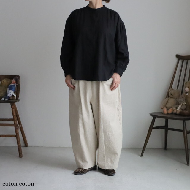 R321　Robe de Peau 　CAMILLE バンドカラーシャツ　２色