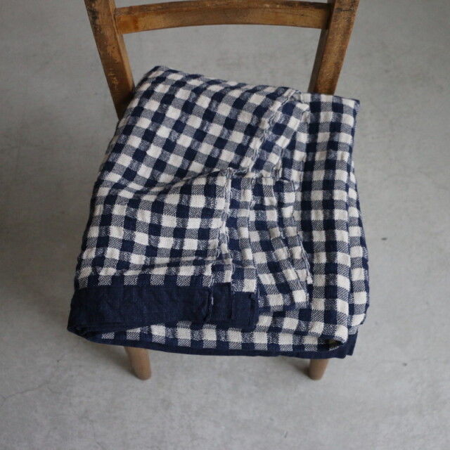 10-204 ALDIN Wガーゼギンガムブランケット　NAVY　CHECK