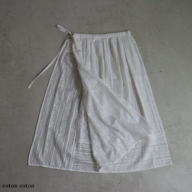 1701SK004251 yuni indiaパッチワークレースレイヤードスカート