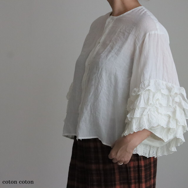 Gauze# レースフリルスリーブカシュクール 新品未使用品完売品　最初価格♡ G107 Gauze# レースフリルスリーブブラウス