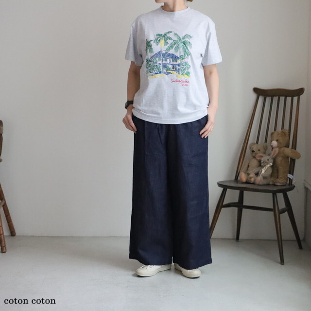 1701CT010251　yuni  Island villa embroidery half sleeves T