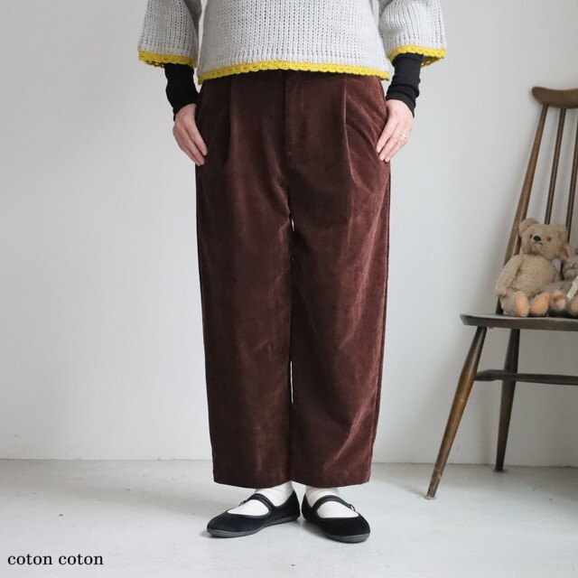 1701PT003252 yuni シャンブレーコール back gum パンツ 3色