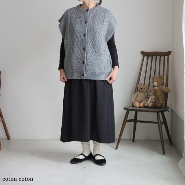 LA437 LABORATORY  アランニット2WAYワイドベスト 3色