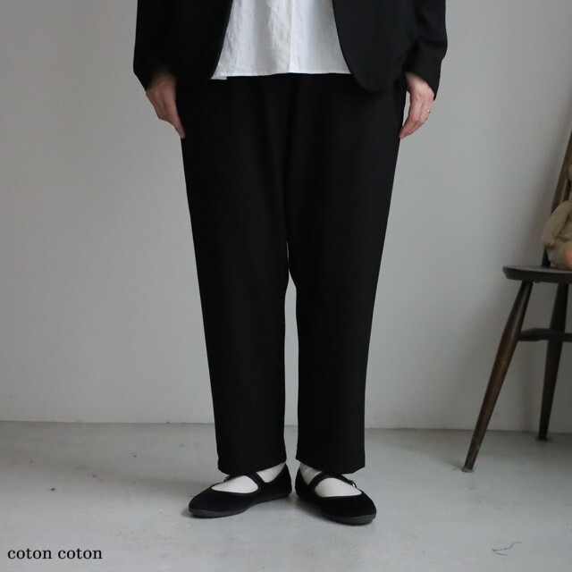 P70621 prit  30/2ツイルストレッチ裏起毛テーパードイージーパンツ