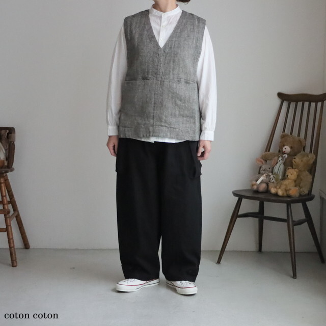 LWC002 fog linen work メリサベスト ヘリンボーン