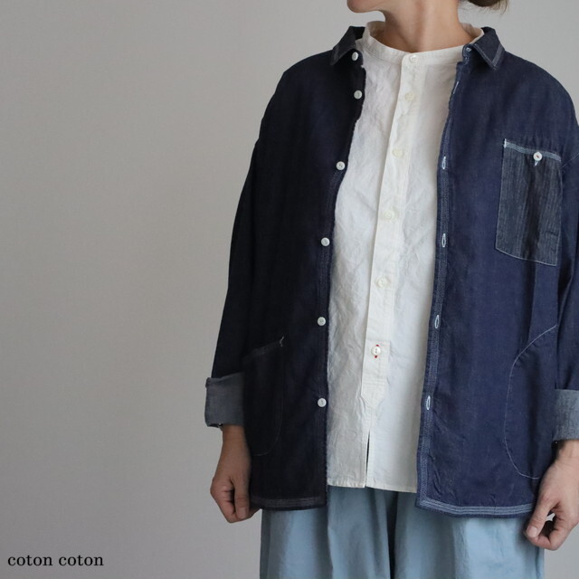 53S50　快晴堂　 HAYATE デュアルシーズンデニムステッチ沢山シャツ