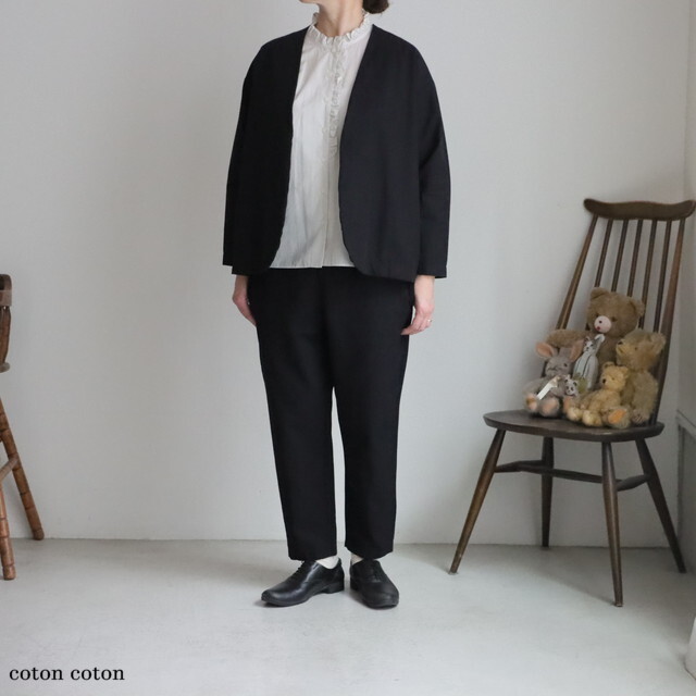 P81633 prit 綿麻ストレッチ トッパージャケット 10.スミクロ