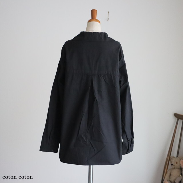 Ｖlas Blomme 黒 リネンオーバーサイズシャツ　セーラーカラー リネン セーラーカラーシャツ／Vlas Blomme（ヴラスブラム