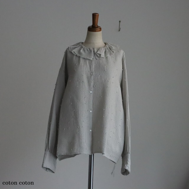 6301BL001261 qiri sashiko jacquard frill collar 2色