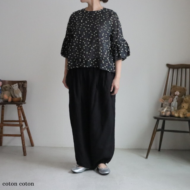 6301BL003261 qiri 花吹雪  jacquard フリルブラウス