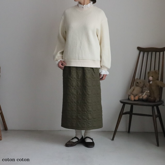 07F083062 marble SUD シマエナガキルト スカート KHAKI