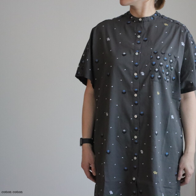 07EM074030 marble SUD dog walk チュニックOP C.GRY