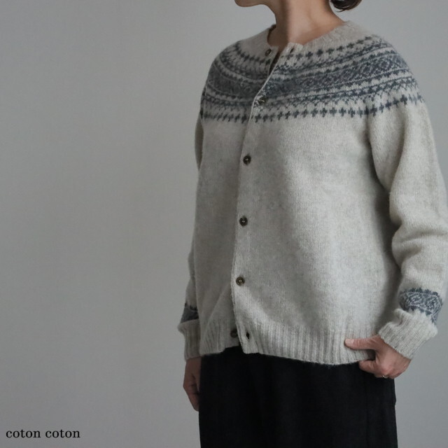 NJT1761 John Tulloch CREW NECK CARDIGAN 3色