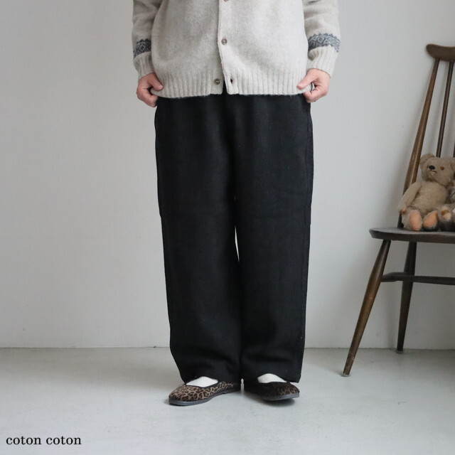 TS253PT066 TISSU カシミヤビーバー/ウールへリンボンパンツ 3色