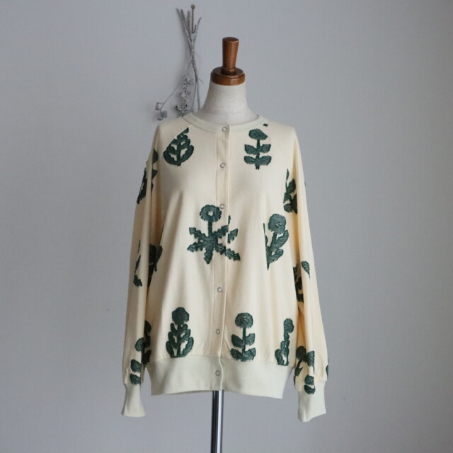02DF043107 marble SUD kukka JQ スナップカーディガン　