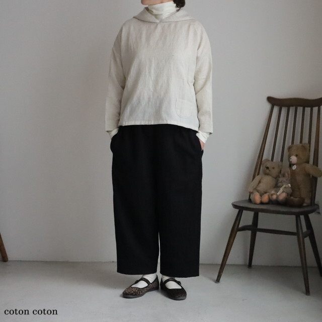 G1141 Gauze# ウールイージーフードブラウス 2色