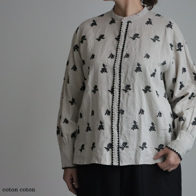 6301BL002252　qiri 　金木犀  embroidery ブラウス 2色