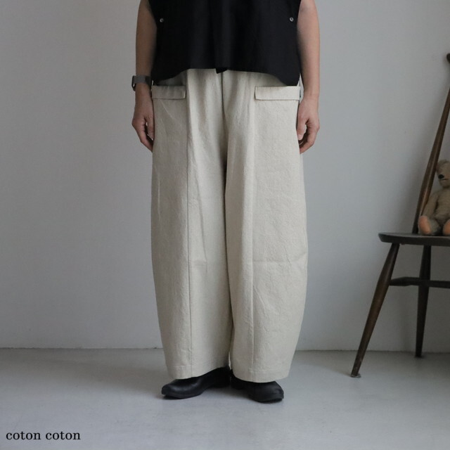 PT64 MAGALI  コットンリネンアンティークキャンバスフラップパンツ　3色