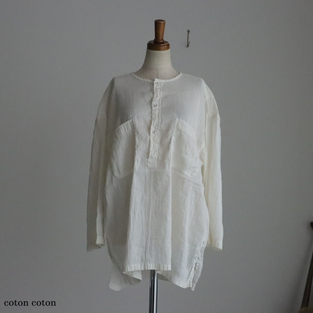 IMDSH2502LCD maison de soil COTTON PLAIN OVERDYE 3/4SL PULLOVER SHIRTS  3色