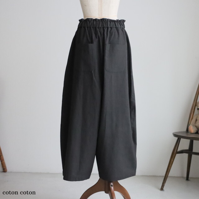 PT64 MAGALI コットンリネンアンティークキャンバスフラップパンツ