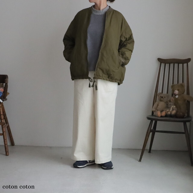 P60602 prit ナイロンタッサーオニオンキルトZIPショートブルゾン 2色