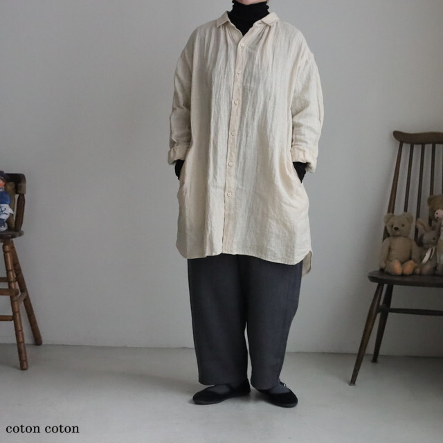 13130115　Vlas Blomme Washed Linen ギャザーチュニック ２色