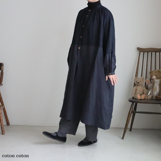 13228115　Vlas Blomme Washed Linen 2Wayドレス 69.ネイビー