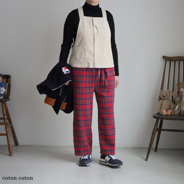 53JK62 快晴堂 HAYATE TOPベージュのコール天 オーバーオールベスト