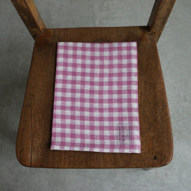 Lkc001 40 Fog Linen Work リネンキッチンクロス ホワイトピンクチェック 普通地