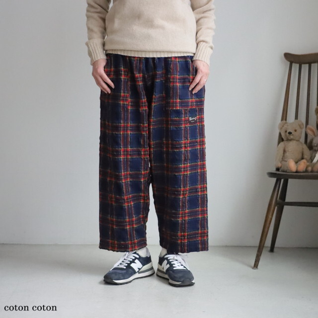 53P29 快晴堂 タータンフォーエバー 4ポケットイージーパンツ 2色