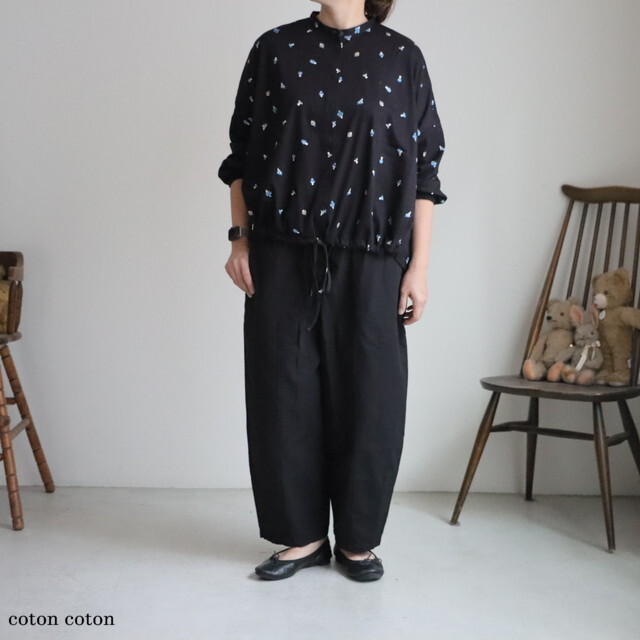 02FF043107 marble SUD kinoko ストリングシャツ BLACK